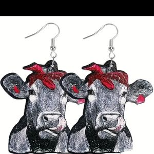 Pair of fish hook cow earrings..light weight